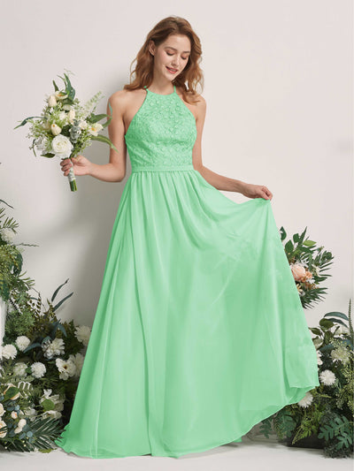 Carlyna Robe trapèze col rond longueur ras du sol robes de demoiselle d'honneur Vert Menthe #couleur_vert-menthe