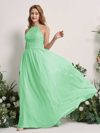 Carlyna Robe trapèze col rond longueur ras du sol robes de demoiselle d'honneur Vert Menthe #couleur_vert-menthe