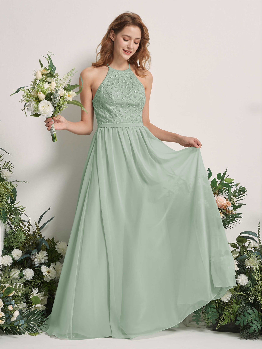 Carlyna Robe trapèze col rond longueur ras du sol robes de demoiselle d&