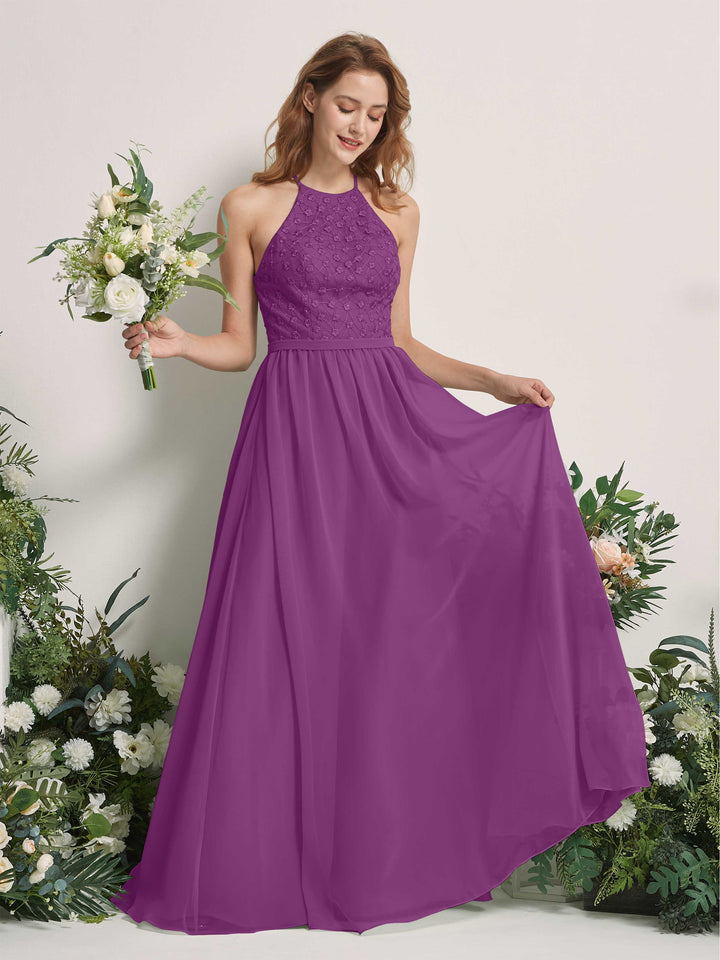 Carlyna Robe trapèze col rond longueur ras du sol robes de demoiselle d&