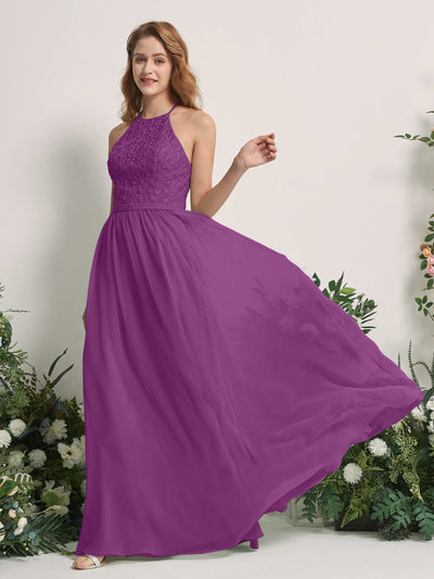 Carlyna Robe trapèze col rond longueur ras du sol robes de demoiselle d'honneur Violet #couleur_violet