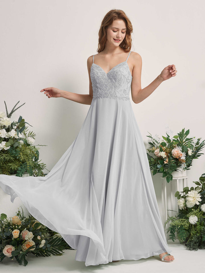 Carlyna Robe trapèze Col V Bretelles spaghetti Longueur ras du sol Demoiselle d&