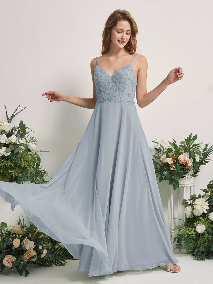 Carlyna Robe trapèze Col V Bretelles spaghetti Longueur ras du sol Demoiselle d&