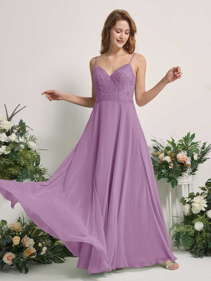 Carlyna Robe trapèze Col V Bretelles spaghetti Longueur ras du sol Demoiselle d&