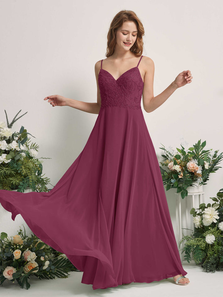 Carlyna Robe trapèze Col V Bretelles spaghetti Longueur ras du sol Demoiselle d&