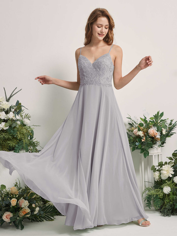 Carlyna Robe trapèze Col V Bretelles spaghetti Longueur ras du sol Demoiselle d&
