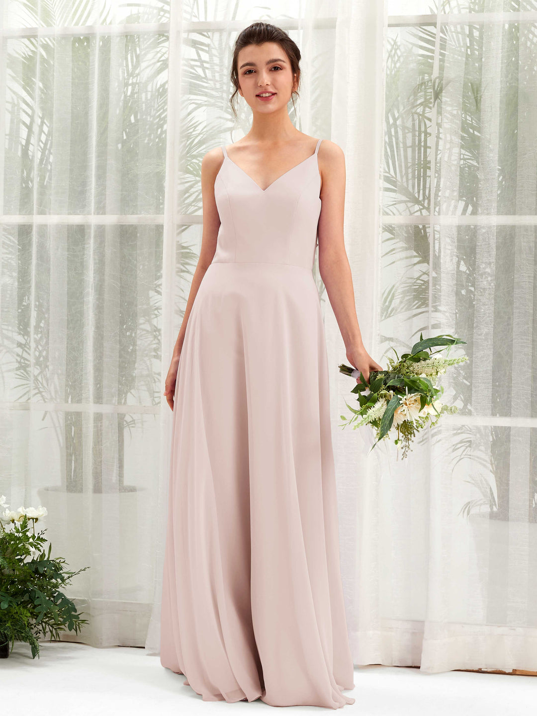 Carlyna Robe trapèze col V bretelles spaghetti robe demoiselle d&