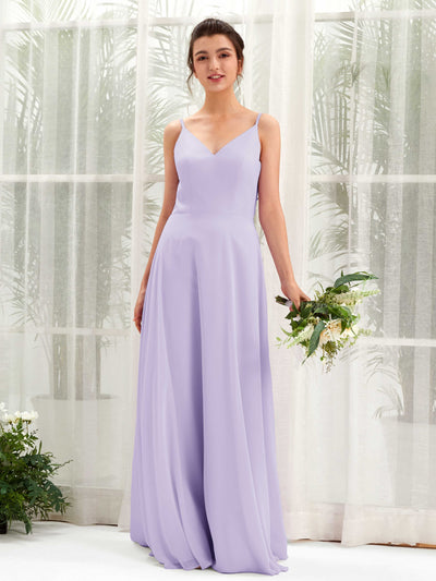 Carlyna Robe trapèze col V bretelles spaghetti robe demoiselle d'honneur Lilas #couleur_lilas