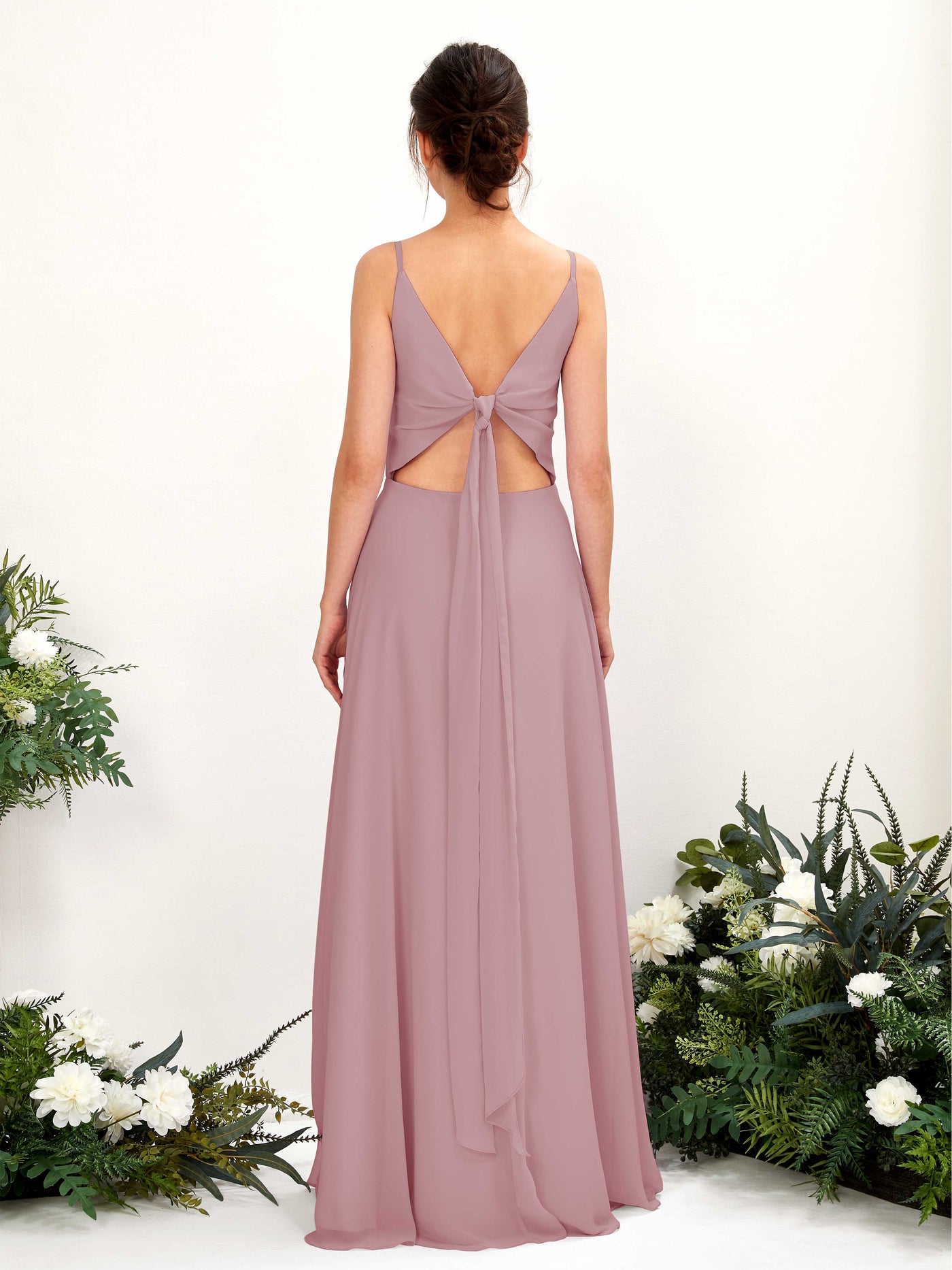 Carlyna Robe trapèze col V bretelles spaghetti robe demoiselle d'honneur Mauve Vintage #couleur_mauve-vintage