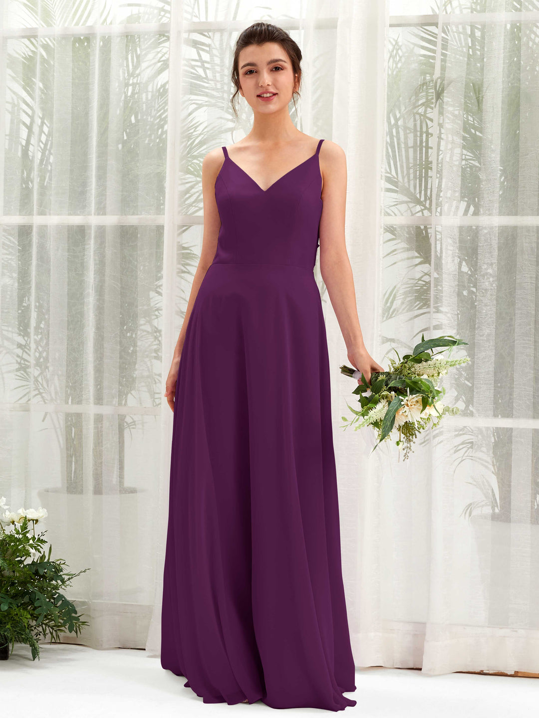 Carlyna Robe trapèze col V bretelles spaghetti robe demoiselle d&