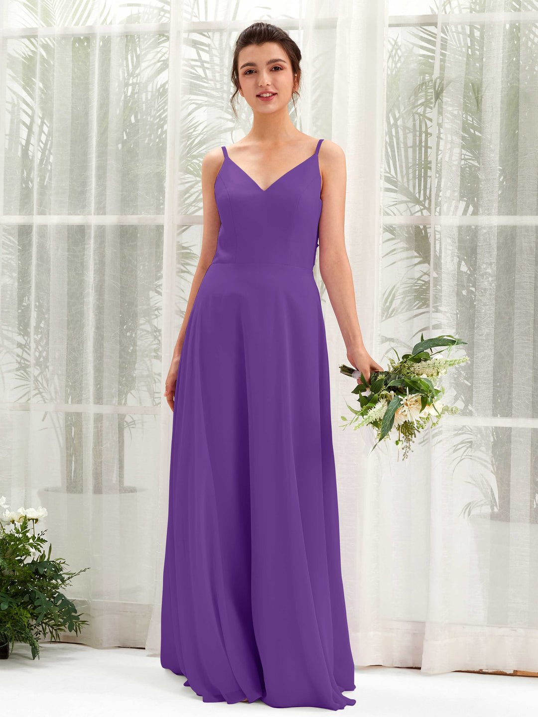 Carlyna Robe trapèze col V bretelles spaghetti robe demoiselle d&