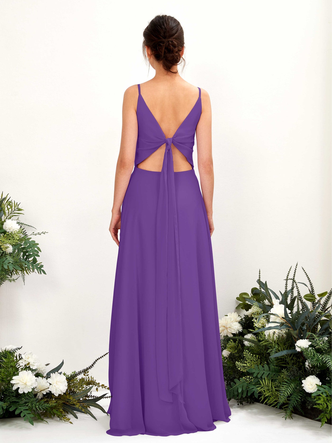 Carlyna Robe trapèze col V bretelles spaghetti robe demoiselle d'honneur Régence #couleur_r-gence