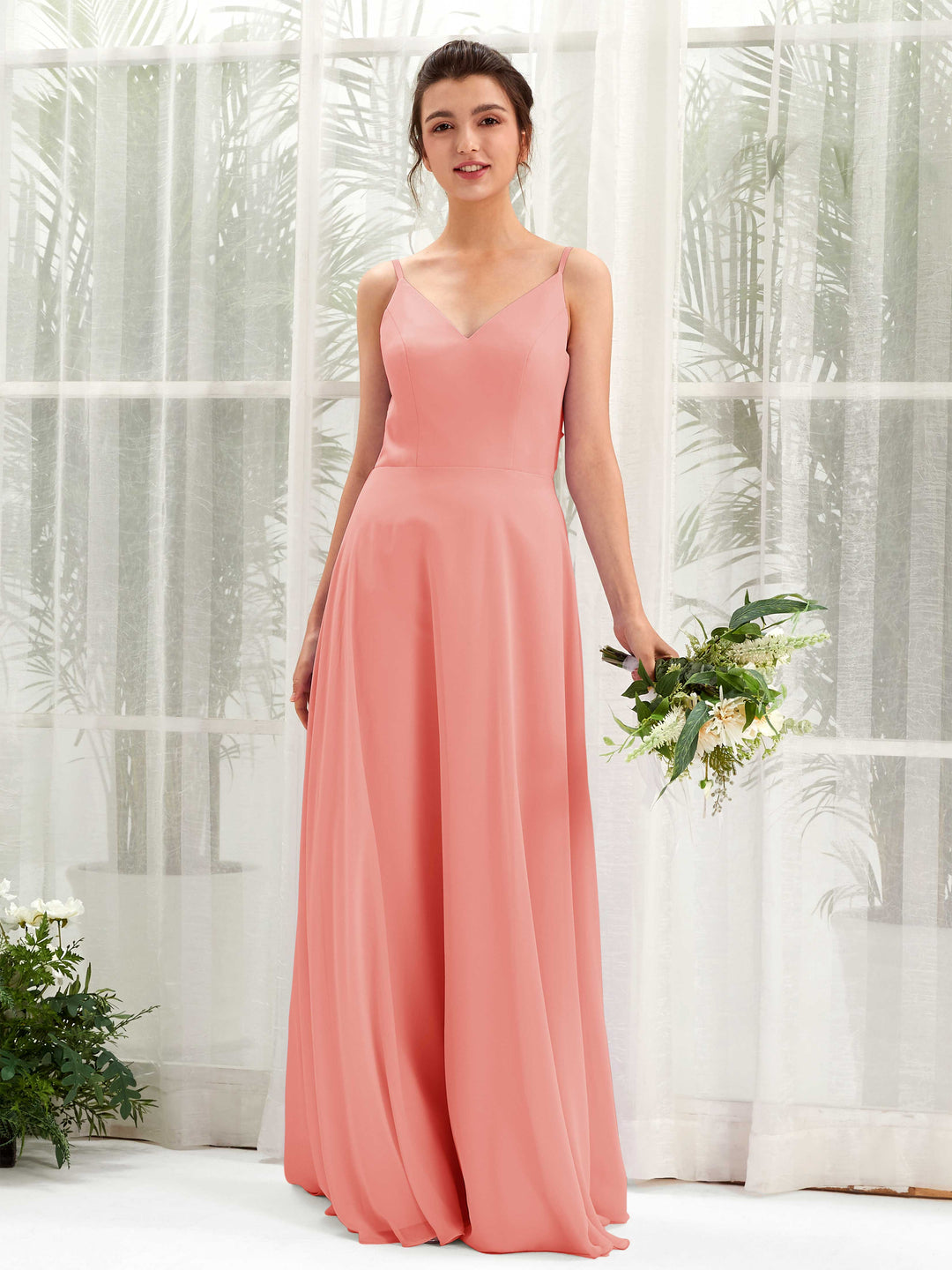Carlyna Robe trapèze col V bretelles spaghetti robe demoiselle d&