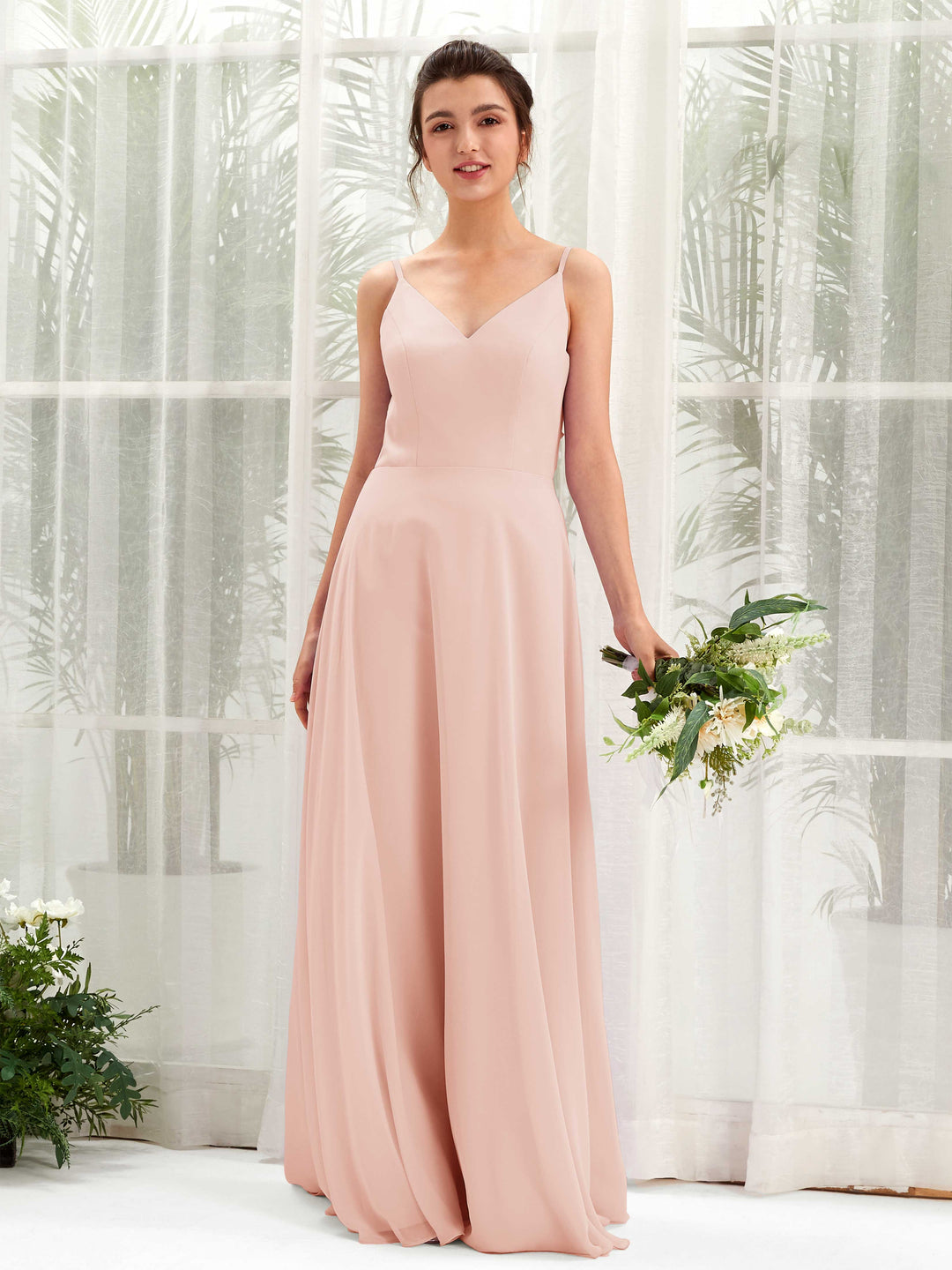 Carlyna Robe trapèze col V bretelles spaghetti robe demoiselle d&