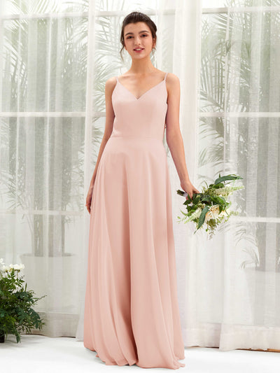 Carlyna Robe trapèze col V bretelles spaghetti robe demoiselle d'honneur Rose Perle #couleur_rose-perle