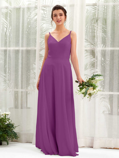 Carlyna Robe trapèze col V bretelles spaghetti robe demoiselle d'honneur Violet #couleur_violet