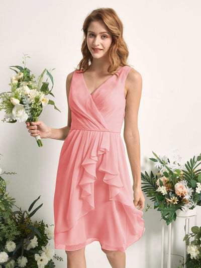 Carlyna Robe trapèze col V longueur genou mousseline demoiselle d'honneur Rose Ballet #couleur_rose-ballet