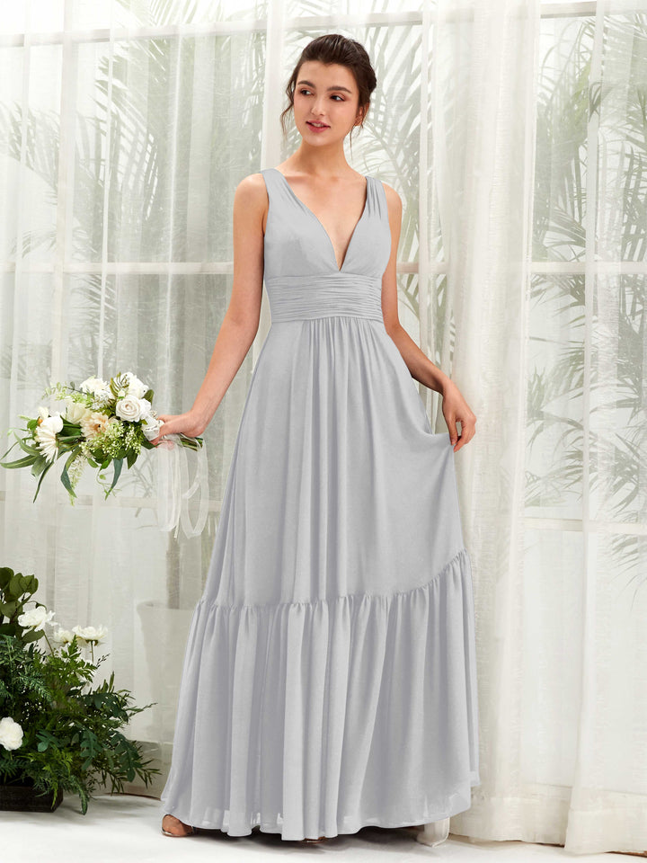 Carlyna Robe trapèze col V longueur ras du sol demoiselle d&