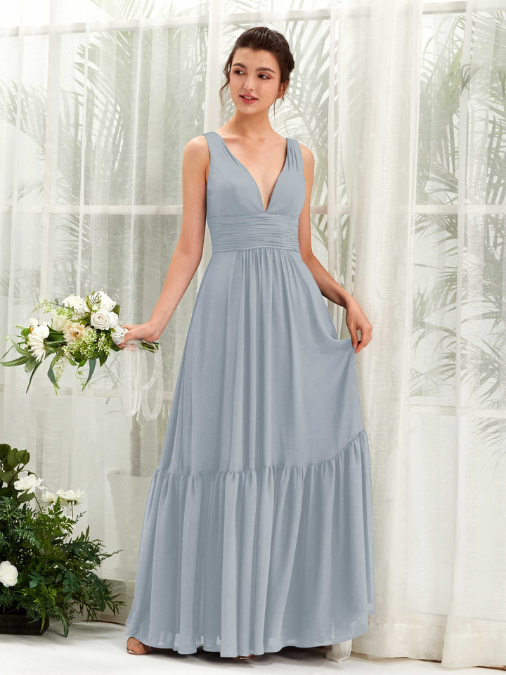 Carlyna Robe trapèze col V longueur ras du sol demoiselle d&
