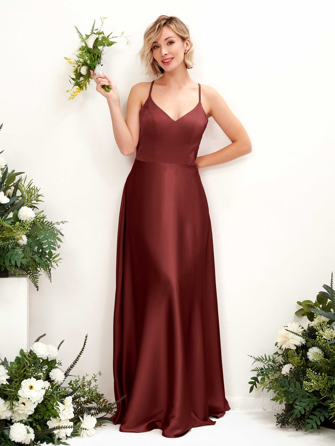 Carlyna Robe Trapèze Col V Longueur ras du sol Demoiselle d&