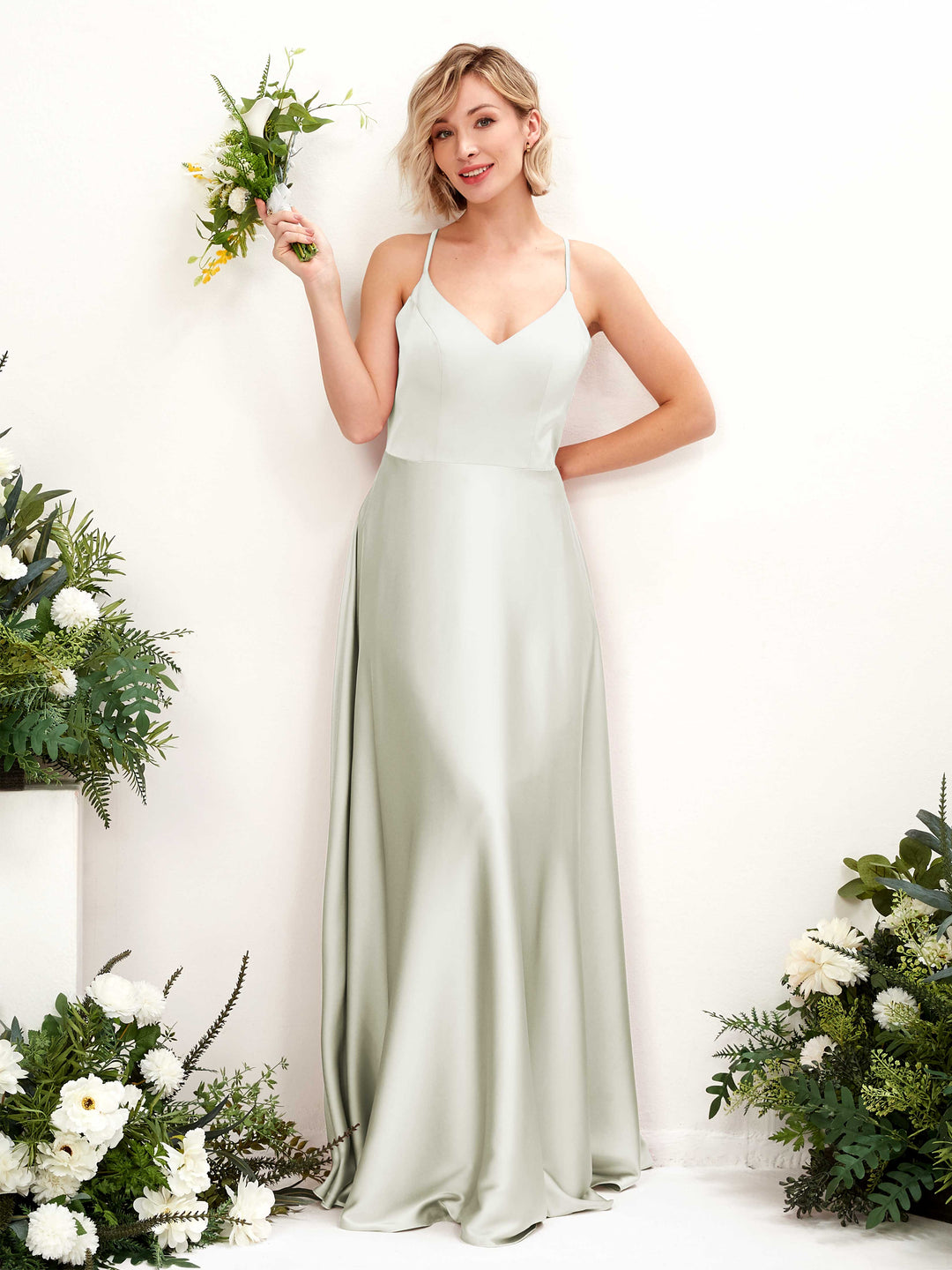Carlyna Robe Trapèze Col V Longueur ras du sol Demoiselle d&