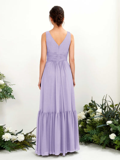 Carlyna Robe trapèze col V longueur ras du sol demoiselle d'honneur Lilas #couleur_lilas
