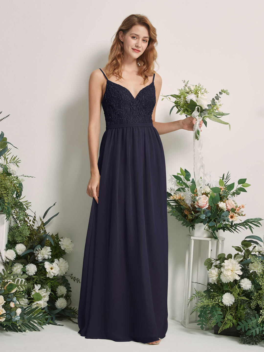 Carlyna Robe Trapèze Col V Longueur ras du sol Froncé Demoiselle d&