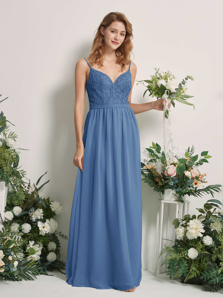 Carlyna Robe Trapèze Col V Longueur ras du sol Froncé Demoiselle d&