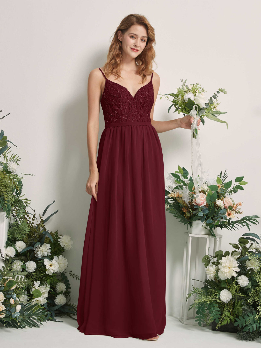 Carlyna Robe Trapèze Col V Longueur ras du sol Froncé Demoiselle d&