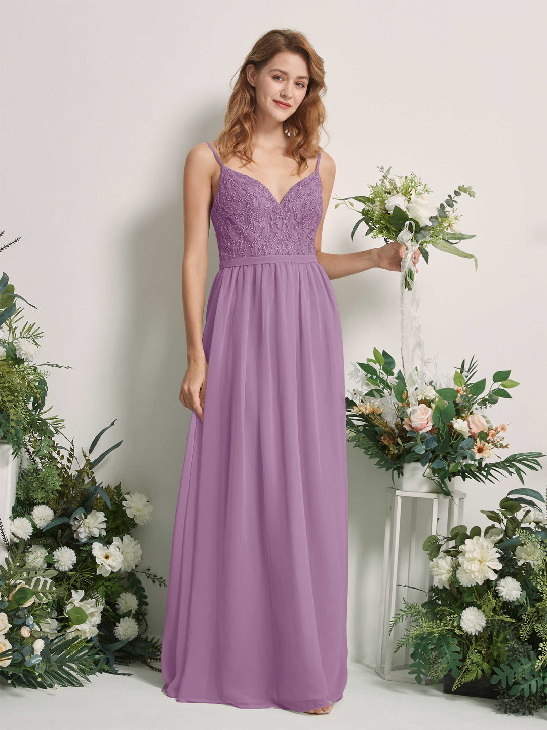 Carlyna Robe Trapèze Col V Longueur ras du sol Froncé Demoiselle d&