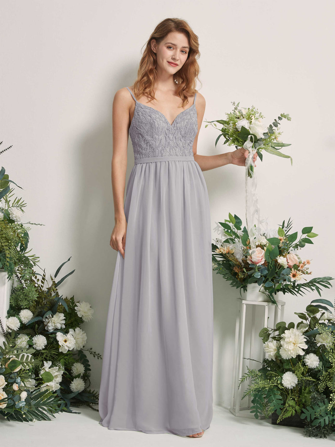 Carlyna Robe Trapèze Col V Longueur ras du sol Froncé Demoiselle d&