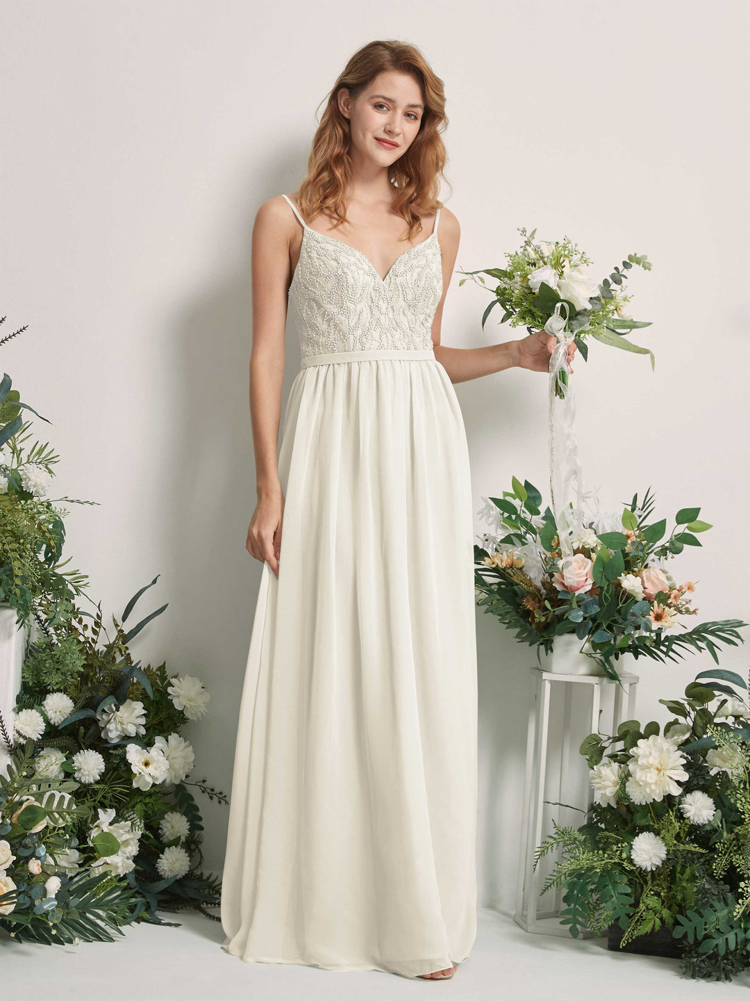 Carlyna Robe Trapèze Col V Longueur ras du sol Froncé Demoiselle d&