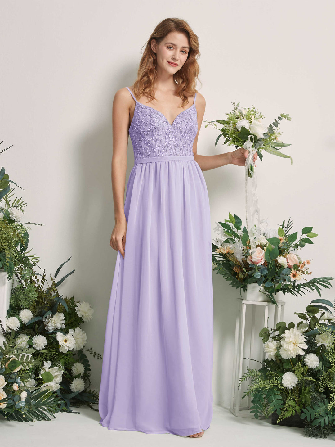 Carlyna Robe Trapèze Col V Longueur ras du sol Froncé Demoiselle d&