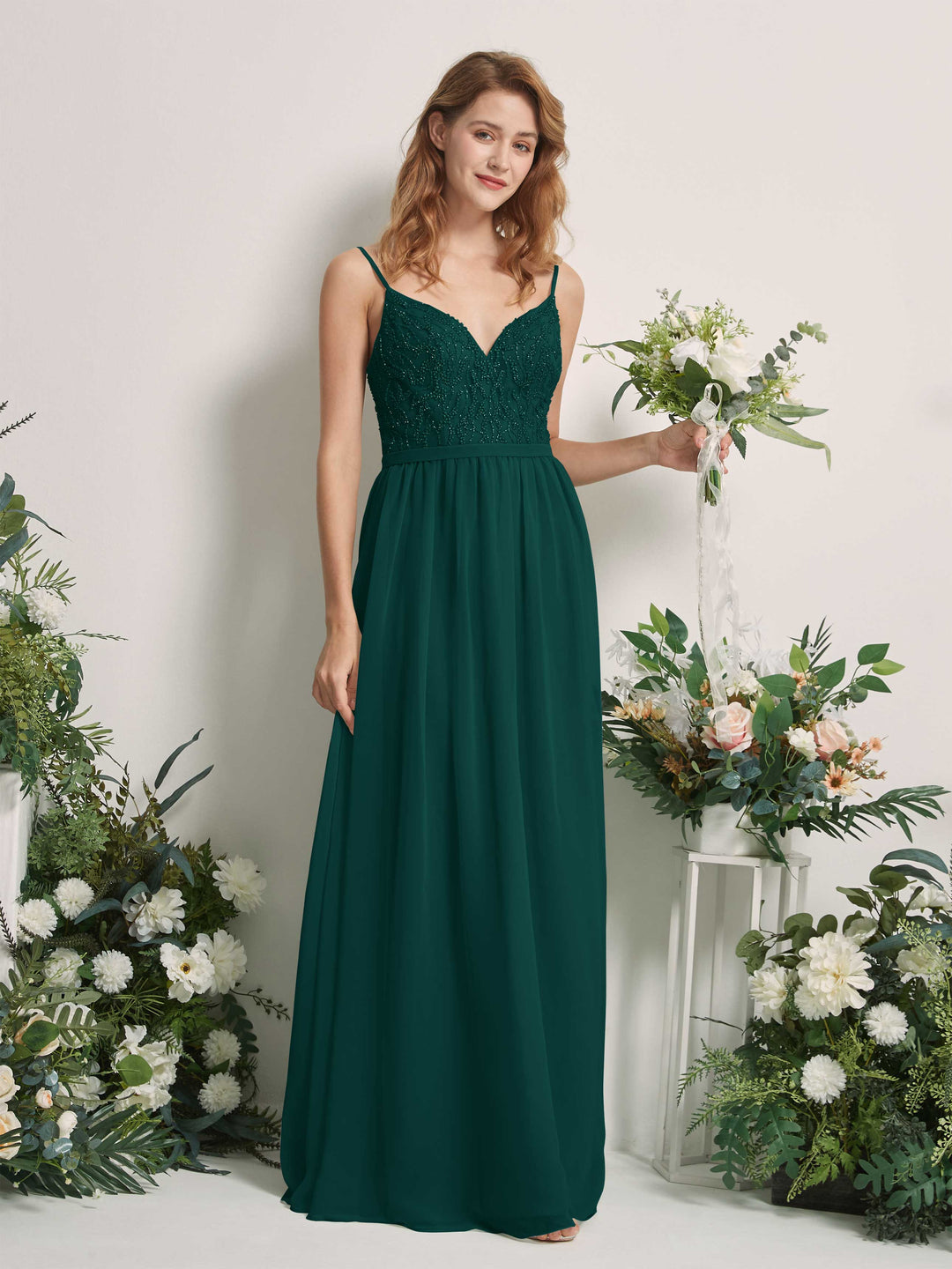 Carlyna Robe Trapèze Col V Longueur ras du sol Froncé Demoiselle d&