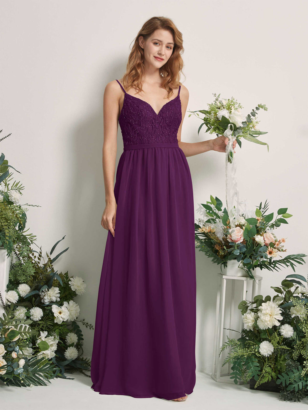 Carlyna Robe Trapèze Col V Longueur ras du sol Froncé Demoiselle d&