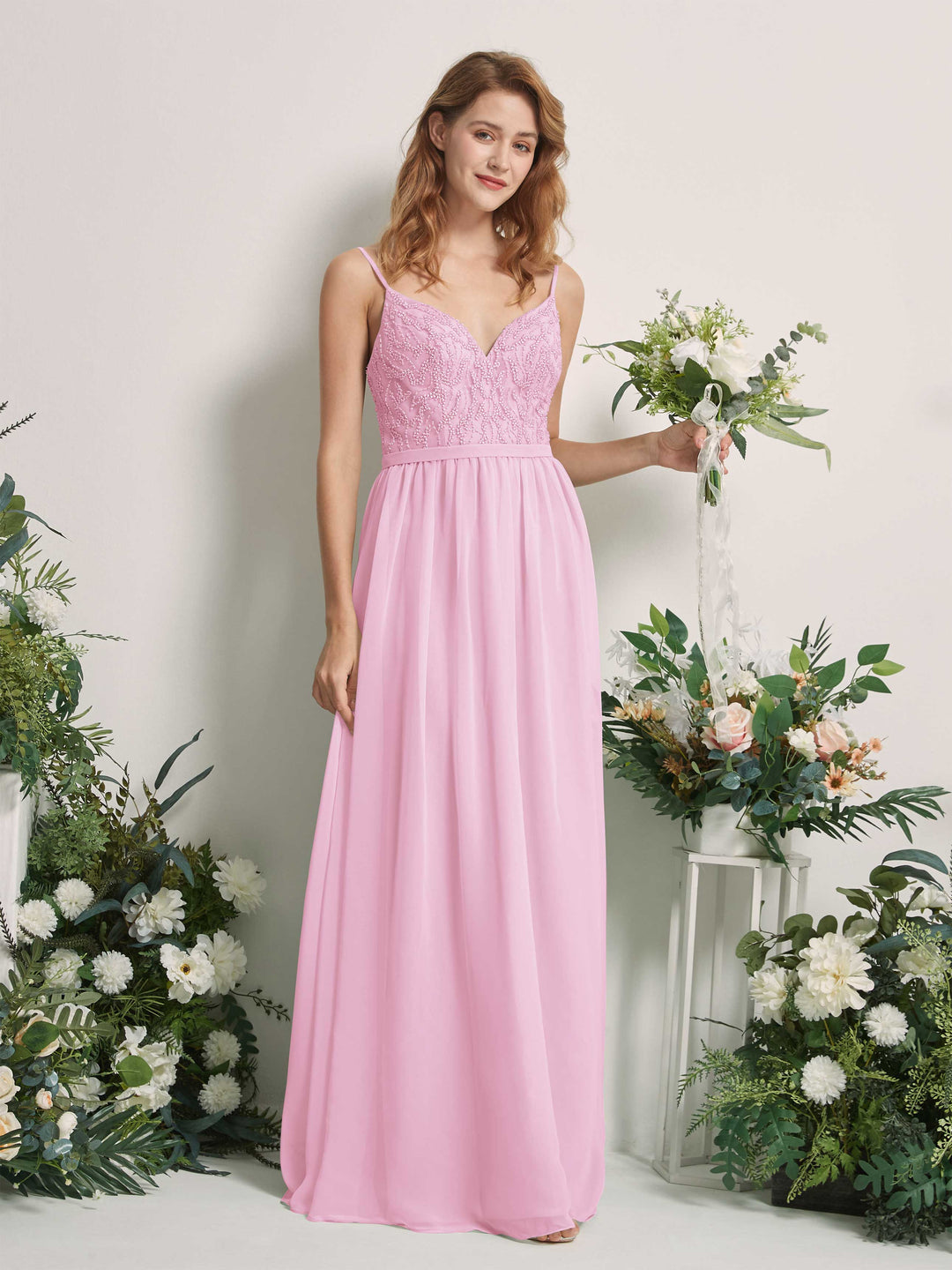 Carlyna Robe Trapèze Col V Longueur ras du sol Froncé Demoiselle d&