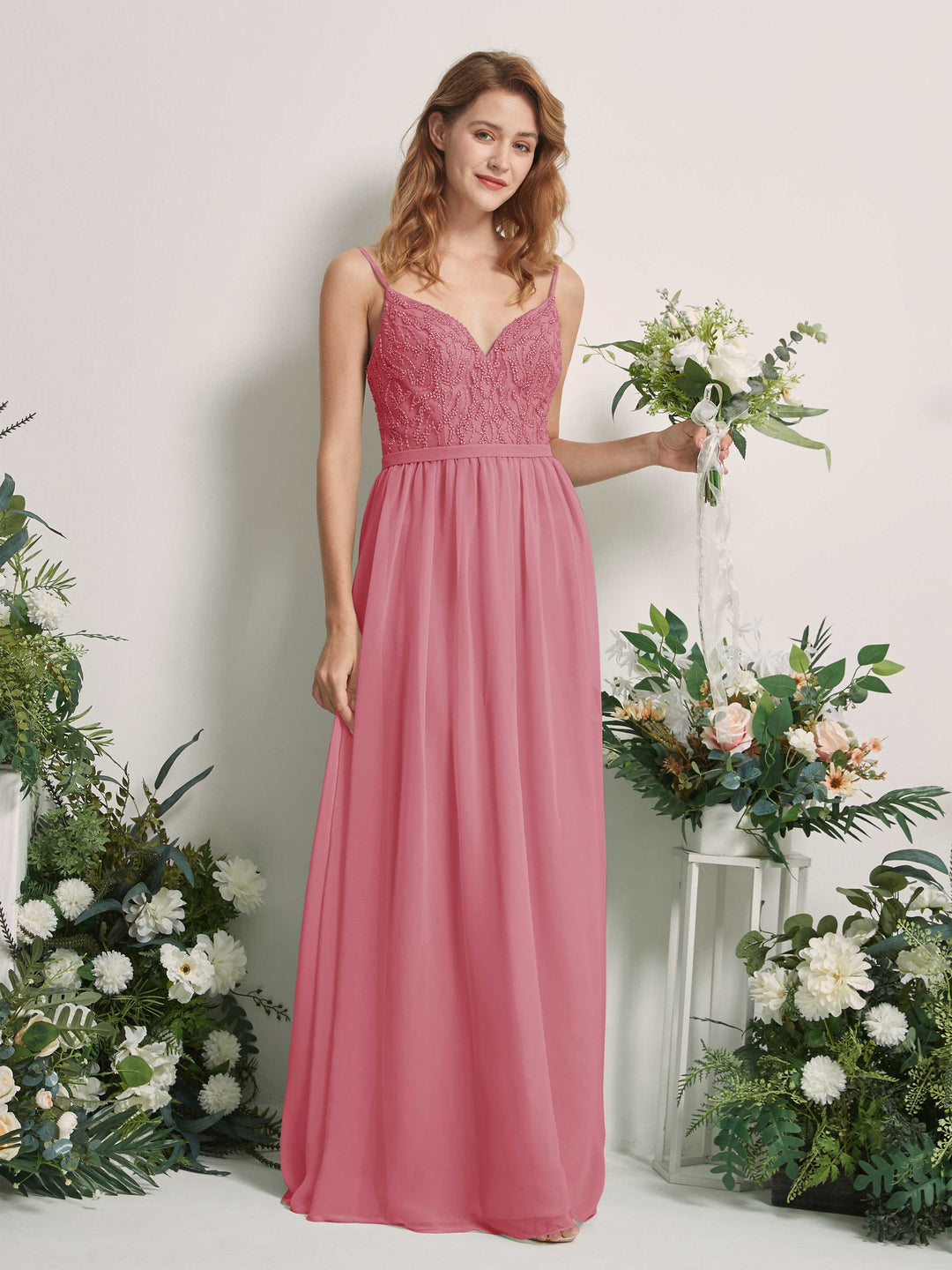 Carlyna Robe Trapèze Col V Longueur ras du sol Froncé Demoiselle d&