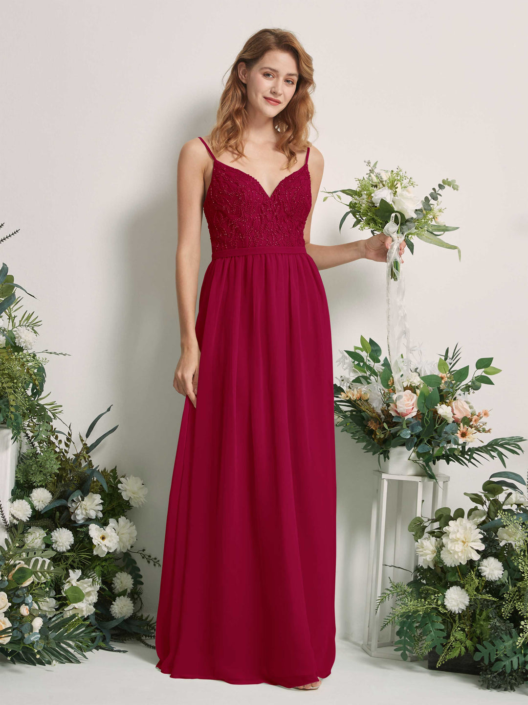 Carlyna Robe Trapèze Col V Longueur ras du sol Froncé Demoiselle d&