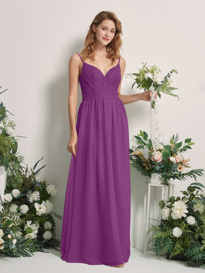 Carlyna Robe Trapèze Col V Longueur ras du sol Froncé Demoiselle d'honneur Violet #couleur_violet