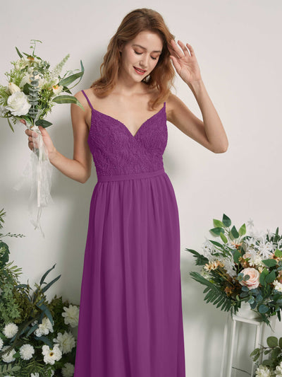 Carlyna Robe Trapèze Col V Longueur ras du sol Froncé Demoiselle d'honneur Violet #couleur_violet