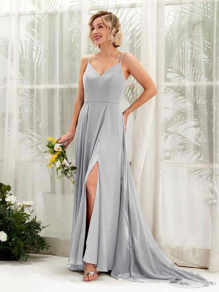 Carlyna Robe trapèze col V longueur ras du sol mousseline demoiselle d&
