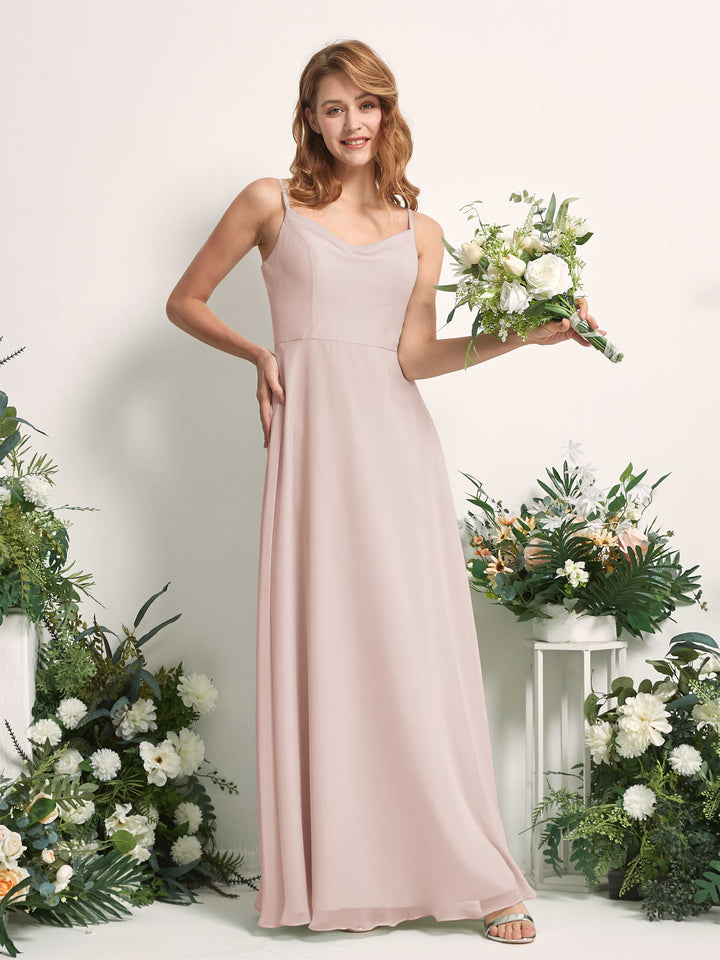 Carlyna Robe trapèze col V longueur ras du sol mousseline demoiselle d&