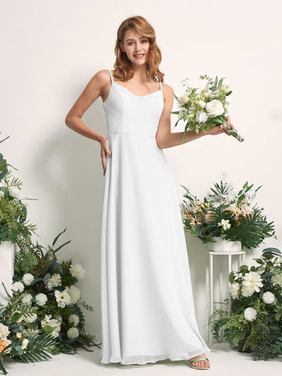 Carlyna Robe trapèze col V longueur ras du sol mousseline demoiselle d'honneur Blanc #couleur_blanc