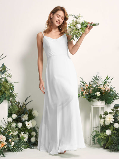 Carlyna Robe trapèze col V longueur ras du sol mousseline demoiselle d'honneur Blanc #couleur_blanc