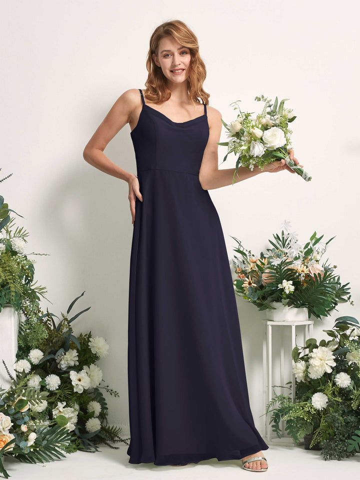Carlyna Robe trapèze col V longueur ras du sol mousseline demoiselle d&