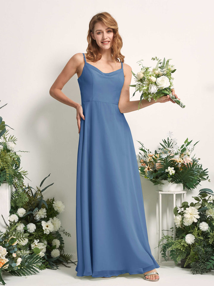 Carlyna Robe trapèze col V longueur ras du sol mousseline demoiselle d&