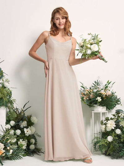 Carlyna Robe trapèze col V longueur ras du sol mousseline demoiselle d'honneur Champagne #couleur_champagne