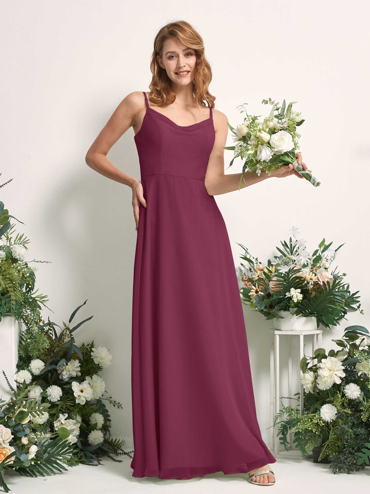 Carlyna Robe trapèze col V longueur ras du sol mousseline demoiselle d&