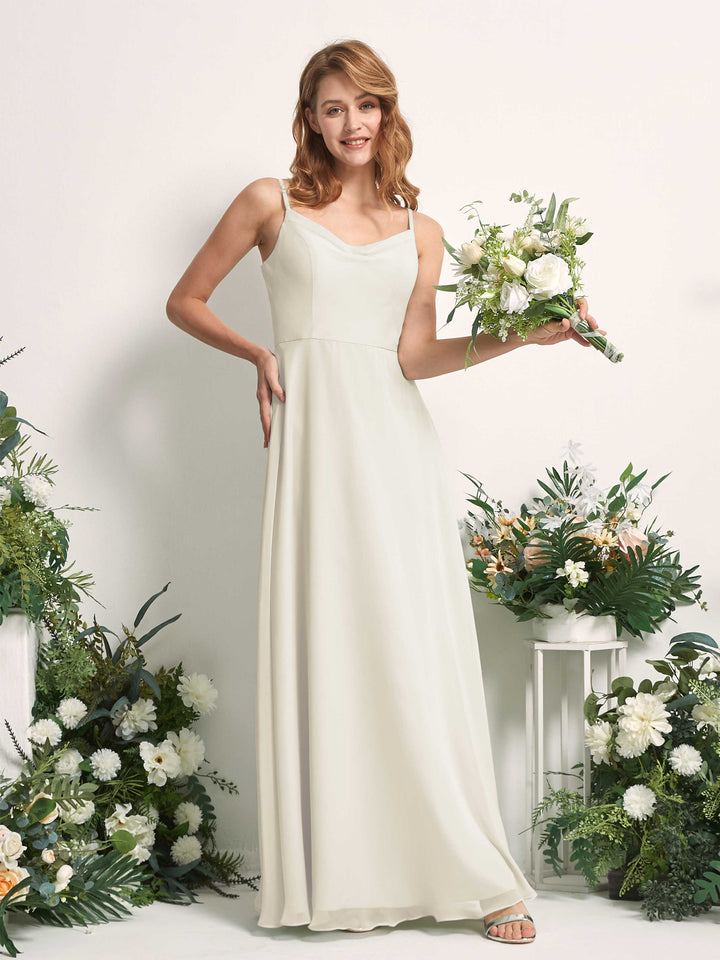Carlyna Robe trapèze col V longueur ras du sol mousseline demoiselle d&