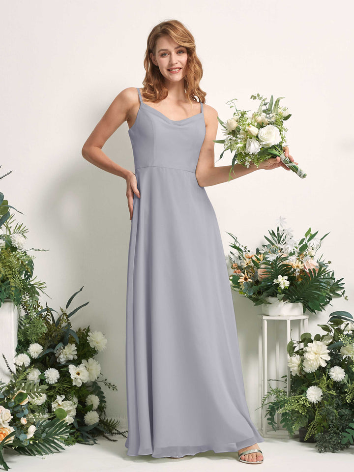 Carlyna Robe trapèze col V longueur ras du sol mousseline demoiselle d&